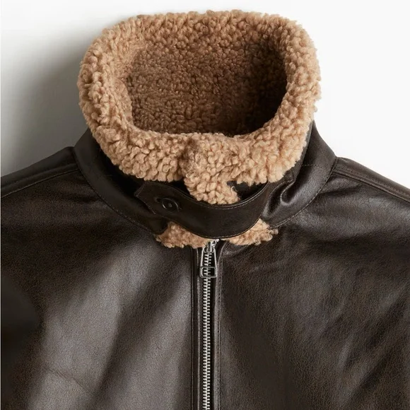 NWT H&M Regular Fit Teddy Trimmed Cozy Jacket Size L - Picture 6 of 6